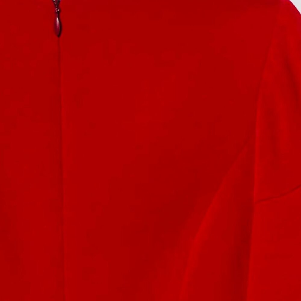 Halston V-Neck Flounce Sleeve Mini Dress (Red) size:12 - Picture 3 of 6